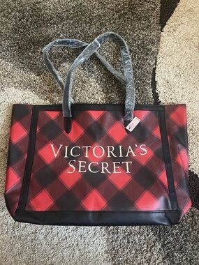 Victoria's Secret Red and Black Plaid Tote